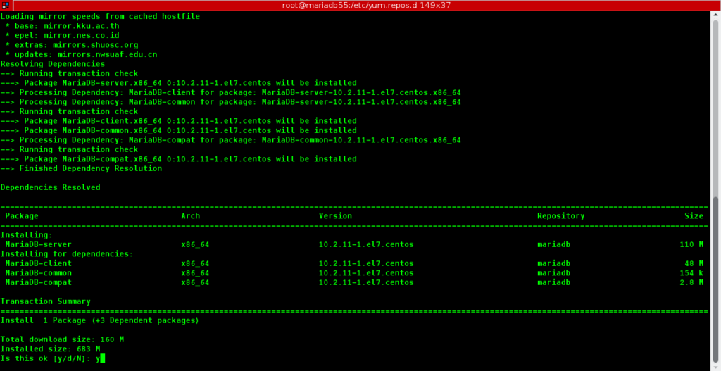 ขั้นตอนการอัพเกรดจาก MariaDB 5.5 ไปเป็น MariaDB 10.2