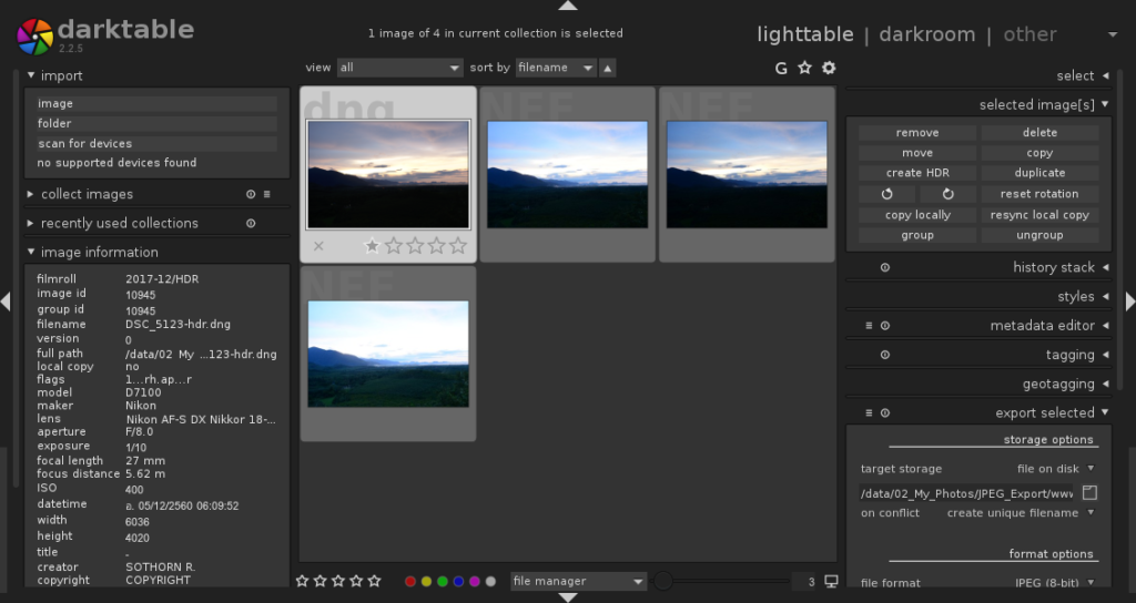 การทำภาพ HDR ด้วยโปรแกรม Darktable