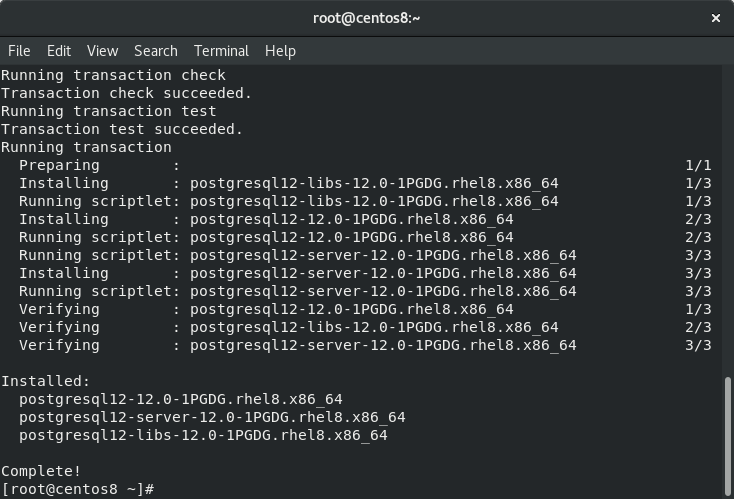 การติดตั้ง PostgreSQL 12