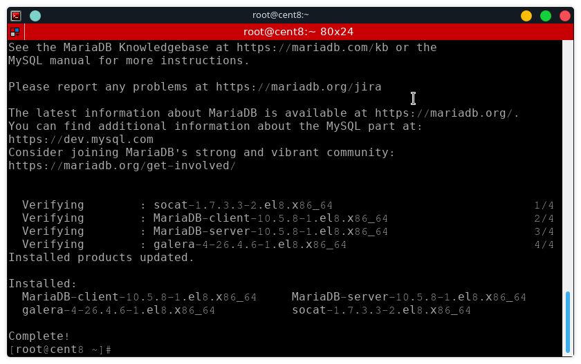 การติดตั้ง MariaDB 10.5 บน CentOS 8