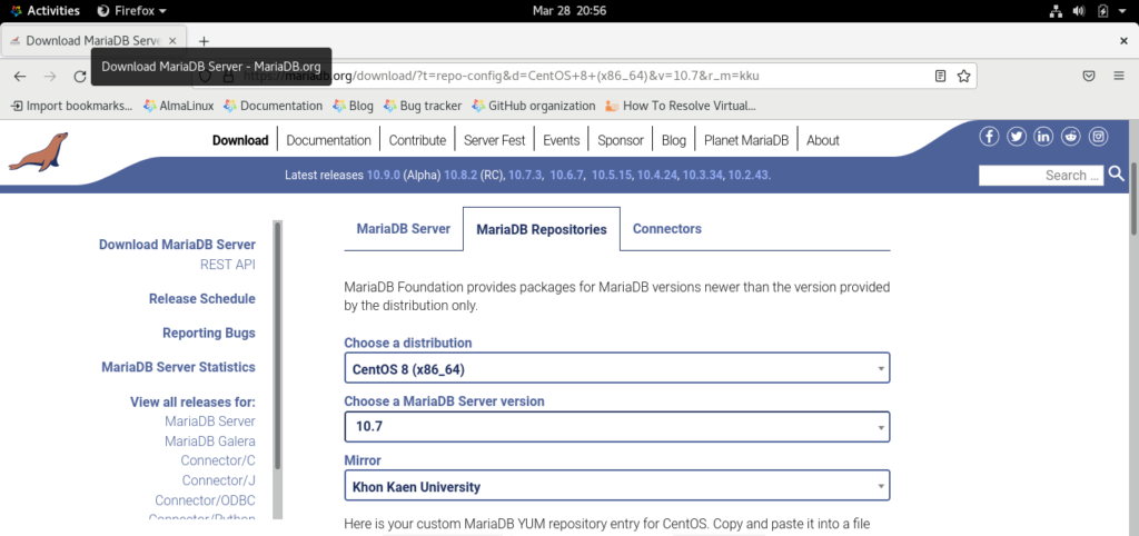 การติดตั้ง MariaDB 10.7 บน AlmaLinux