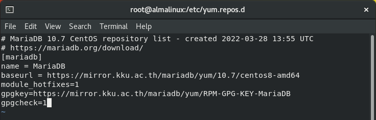 ไฟล์  MariaDB.repo